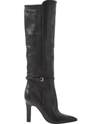 Reiss Caitlin Black Leather Knee High Heeled Pointed Toe Boots Size 39