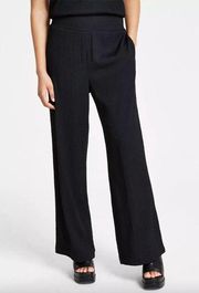 Bar III | Black Textured Wide Leg Pull On Pants Size XL Women's