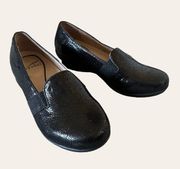 Dansko Black Embossed Leather Loafer