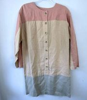 100% Linen Carole Little Dresses Colorblock Dress, Size 8