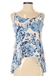 Soprano Blue and White Floral Blouse Tank Top