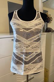 White Tank With Silver Sequins