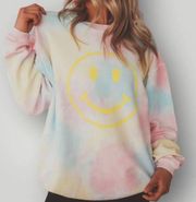 Friday+Saturday Smiley Tie Dye Corded Crewneck