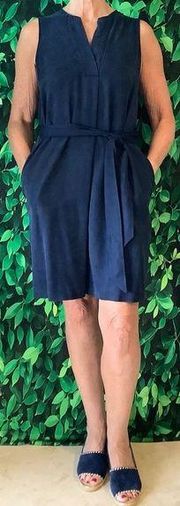 Navy V Neck Dress