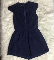 Tobi blue eyelet short sleeve romper small