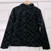 COLUMBIA | Charcoal Gray Black Crosshatch Print Jacket with Hood | Size Medium
