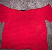 Red off the Shoulder Crop Top 