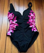 NWOT Miraclesuit Pink Floral One Piece Bathing Suit Sz 10