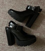 chunky black platform heels