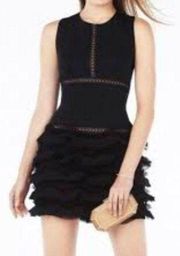 BCBG Max Azria | Black Tiered Ruffle Skirt Mini Dress Size 4