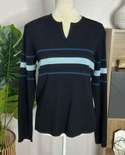 AX Armani exchange • lambs wool blend ribbed stripe vneck sweater