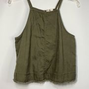 Melrose and Market Women's Keyhole Back Halter Neck Tank Top Olive Green Small