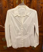 White Fitted Blouse With Buttons