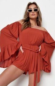 Rust Flared Sleeve Romper