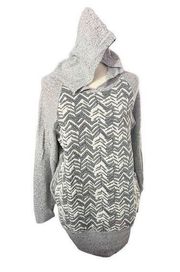 Lelis Women's Gray and White Hoodie Zebra Print Pullover Sweatshirt Size Medium