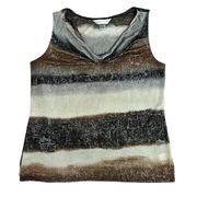 Christopher & Banks MEDIUM Cowl Neck Semi Sheer Striped Sleeveless Blouse Top