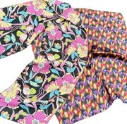 Vibrant Duo of Floral and Geometric Patterned Scarves