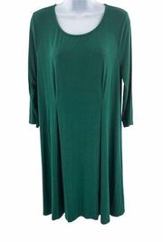 Umgee Solid Green Scoop Neck Tunic Dress