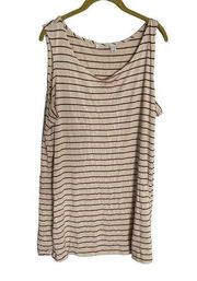 Logo Lori Goldstein Stripe Taupe Brown Tank Top 2X