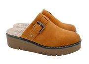 Naturalizer Golden Maple Wayde Suede Sherpa Lined Slip On Mules Clogs Size 8