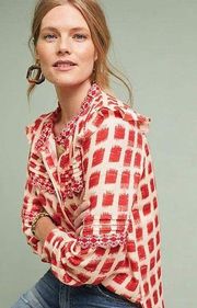 Anthropologie Vineet Bahl linen blend Checked Buttondown oversized small