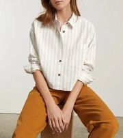 EVERLANE The Silky Cotton Way Short Cropped Button Down Top