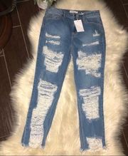 Cello heavily distressed crop denim size 5