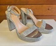 Bar lll Bling * Silver * Ankle strap * Block Heel * Sz 10 NWOT