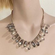 NY Signed Smoky Quartz Briolette Cut Teardrop Rose Gold-tone Beaded 18” Necklace