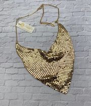 Gold Mesh Bib Bandana Necklace