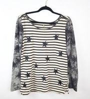 Maison scotch star print tie dye sleeve blouse