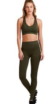 Alala Essential Seamless Tight Leggings Ribbed and Perforated Size S Army Green