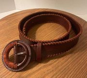 Rebecca Minkoff Burgundy Calf Leather Napa Stitched Belt