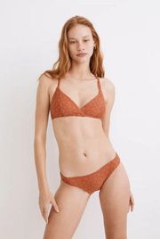 NEW Madewell Second Wave Classic Bikini Bottom in Night Stars, Afterglow red, L