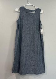Sonoma Blue Linen Cotton Blend Sleeveless Dress Medium M