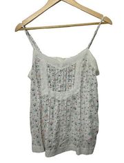 Joie White Floral Cami Tank Lace Trim Women's Size Small