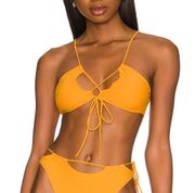 Revolve Bright Orange String Bikini Top Size SMALL Triangle Lovewave Adeena NEW