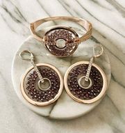 Kenneth Cole Jewelry Set Bracelet Earrings Rose Gold Toned Purple Beaded Glam