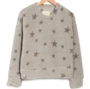 THREAD & SUPPLY Crewneck Wubby Pullover Sweater In Grey Star Print NWT