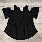 Chris & Carol Jenny Boston Cold Shoulder Blouse NEW Womens S Lace Overlay Top