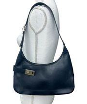 Salvatore Ferragamo Gancini Leather Handbag Midnight Blue Hobo Bag