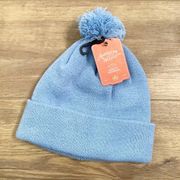 American Needle  Blue Cuffed Pom Pom Beanie Hat NWT