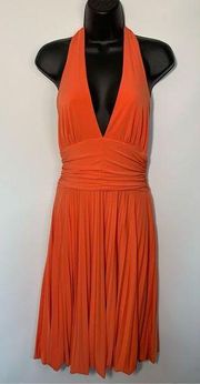 Vintage Cache halter deep plunge midi, dress, size 8 ￼