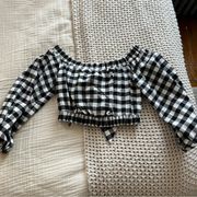 Anthropologie Gingham Cropped Blouse