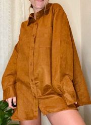 Women’s Brown Suede Button Town Top
