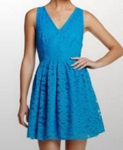 NWT BB Dakota Sea Blue Kerry Double V-Neck Fit And Flare Lace Dress Plus Sz 22