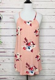 Free Kisses Pink Floral Long Tank Tunic Top Size Large