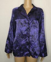 Betsey Johnson Lace Print Button up Pajama Shirt M