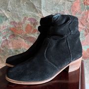 Black Suede Slouch Ankle Boots
