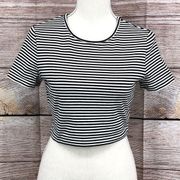 Kate Spade Saturday Black and White Striped Crop Top Size XS